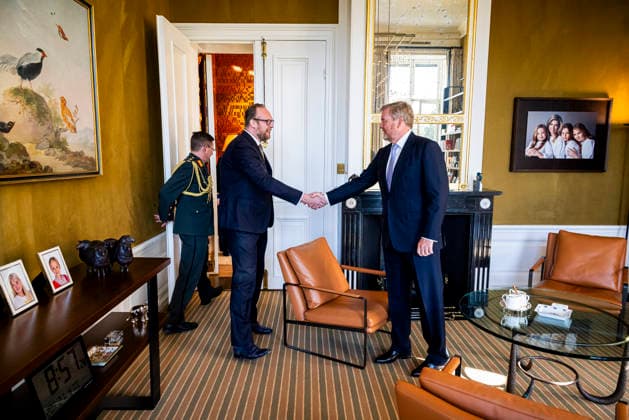 21-04-2026 Palace King Willem-Alexander during a meeting with Minister Pieter Heerma van Binnenlandse Zaken en Koninkrijksrelaties at palace Huis ten Bosch in The Hague. Â  Copyright: xPPEx