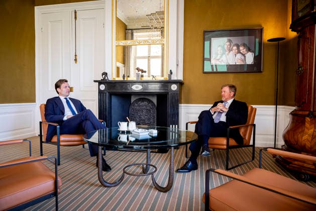 21-04-2026 Palace King Willem-Alexander during a meeting with Minister Vincent Karremans van Infrastructuur en Waterstaatat palace Huis ten Bosch in The Hague. Â  Copyright: xPPEx