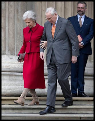 . 21 04 2026. London, United Kingdom. The Duke and Duchess of Gloucester eaving the British Museum in London after viewing design recommendations for The Queen Elizabeth Memorial, on the 100th anniversary of the birth of Queen Elizabeth II.  xStephenxLockx xi-Imagesx IIM-26717-0026