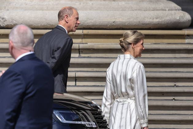 April 21, 2026, London, London, UK: London, UK. Prince Edward, Duke of Edinburgh and Sophie, Duchess of Edinburgh arrive at the British Museum in London to view design recommendations, the final design and other elements of the national memorial to the late Queen Elizabeth II, marking the 100th anniversary of her birth. London UK  - ZUMAl94_ 20260421_zaf_l94_052 Copyright: xDinendraxHariax