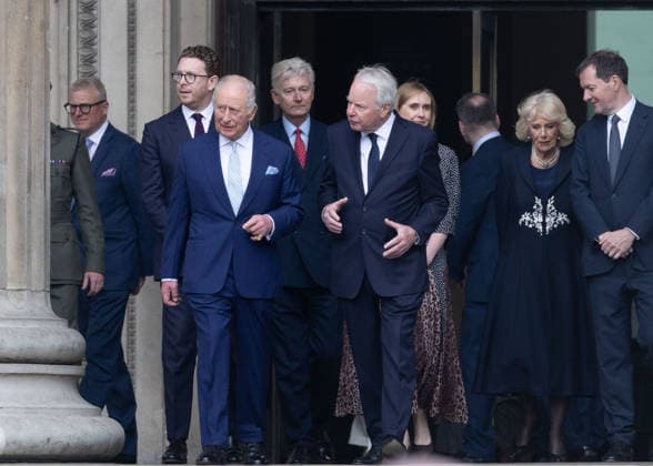 April 21, 2026, London, England, United Kingdom: King CHARLES III is seen with the Chair of the Queen Elizabeth Memorial Committee ROBIN JARVIN after a visit to the British Museum to view the final design for the Queen Elizabeth Memorial. London United Kingdom  - ZUMAs262 20260421_zip_s262_012 Copyright: xTayfunxSalcix