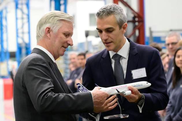 Interregional Royal Visit to WalloniaFlanders 2026 GOSSELIES, BELGIUM - APRIL 21: King Philippe of Belgium pictured visiting Sonaca with Yves Delatte (CEO) during the first Interregional Royal Visit to WalloniaFlanders on April 21, 2026 in Gosselies, Belgium, 21 04 2026 Gosselies Belgium  Copyright: xPhilipxReynaersx