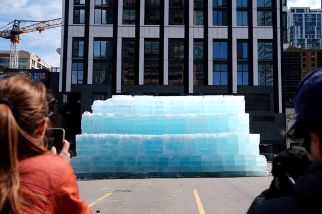 Ice Sculpture Draws Crowd for Drake’s New Album in Toronto TORONTO, CANADA - APRIL 21 : People gather around an ice sculpture, installed in a parking lot as part of a promotional campaign for Canadian rapper Drake’s new album ICEMAN in Toronto, Ontario, Canada on April 21, 2026. Mert Alper Dervis Anadolu Ontario Canada. Editorial use only. Please get in touch for any other usage.  Copyright: x2026xAnadoluxMertxAlperxDervisx
