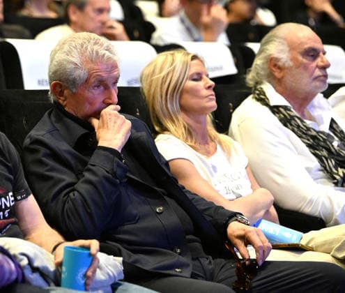 Claude Lelouch, Honorary President of the Festival, and his daughter Sarah during one of the Pro Talks at the 2nd edition of the WAIFF World A I Film Festival in Cannes, on April 21, 2026, a groundbreaking event dedicated to the interactions between new technologies and film and audiovisual creation The World AI Film Festival WAiFF relies on a team of visionary leaders and pioneering organizations, united by a common mission to unleash the creative potential of artificial intelligence in the service of cinema, while respecting the ethics and rights of creators Marco Landi, former Chairman of Apple and a leading figure in the field of artificial intelligence, is the festivals founder and main supporter. He is followed by the Alpes Maritimes  Copyright: xBrunoxBebertx xBestimagexBrunoxBebertx xBestimagex