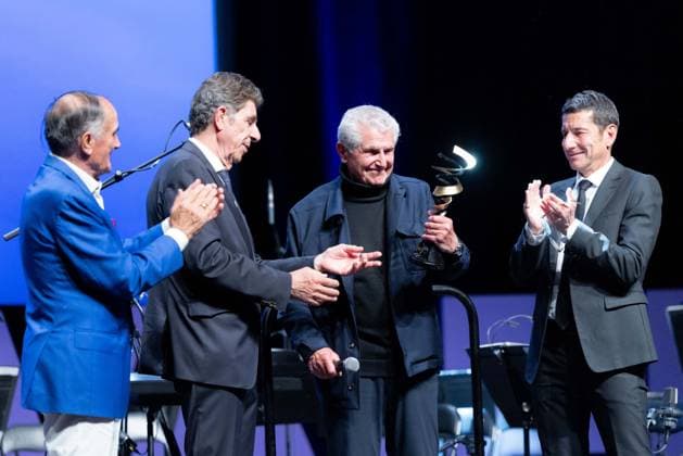 2nd World AI Film Festival Opening Ceremony - Cannes Marco Landi, Charles-Ange Ginesy, Claude Lelouch with his Honorary Prize, David Lisnard attend the 2nd World AI Film Festival (WAIFF) opening ceremony at the Palais des Festivals in Cannes. France on April 21, 2026. Photo by Shootpix ABACAPRESS.COM Cannes France  Copyright: xShootpix ABACAx