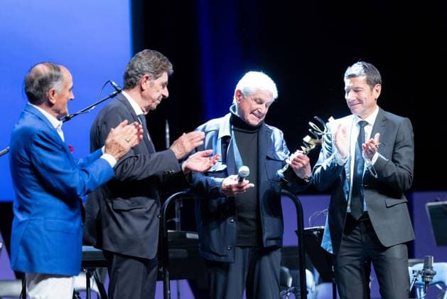 2nd World AI Film Festival Opening Ceremony - Cannes Marco Landi, Charles-Ange Ginesy, Claude Lelouch with his Honorary Prize, David Lisnard attend the 2nd World AI Film Festival (WAIFF) opening ceremony at the Palais des Festivals in Cannes. France on April 21, 2026. Photo by Shootpix ABACAPRESS.COM Cannes France  Copyright: xShootpix ABACAx