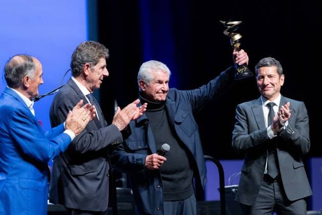 2nd World AI Film Festival Opening Ceremony - Cannes Marco Landi, Charles-Ange Ginesy, Claude Lelouch with his Honorary Prize, David Lisnard attend the 2nd World AI Film Festival (WAIFF) opening ceremony at the Palais des Festivals in Cannes. France on April 21, 2026. Photo by Shootpix ABACAPRESS.COM Cannes France  Copyright: xShootpix ABACAx