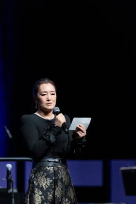 2nd World AI Film Festival Opening Ceremony - Cannes Gong Li, President of the WAIFF 2026, opens the 2nd World AI Film Festival (WAIFF) during the opening ceremony at the Palais des Festivals in Cannes. France on April 21, 2026. Photo by Shootpix ABACAPRESS.COM Cannes France  Copyright: xShootpix ABACAx