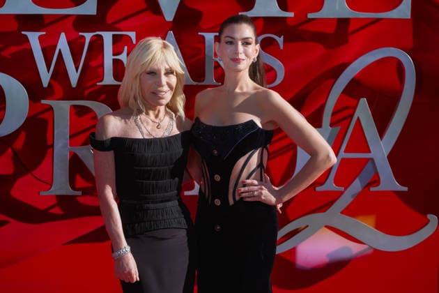 The Devil Wears Prada 2 European Premiere on Wednesday 22 April 2026 Donatella Versace and Anne Hathaway seen at the The Devil Wears Prada 2 European Premiere on Wednesday 22 April 2026 at Cineworld Leicester Square and VUE West End, London. ., Credit:Julie Edwards Avalon  Copyright: xJuliexEdwardsx xAvalonx 1093623726