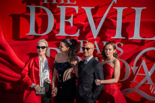 The Devil Wears Prada 2 European Premiere in London - 22 Apr 2026 (L-R) Meryl Streep, Anne Hathaway, Stanley Tucci and Emily Blunt attend The Devil Wears Prada 2 European Premiere at Leicester Square. London United Kingdom Copyright: xLoredanaxSangiulianox xSOPAxImagesx LSangiuliano-8928