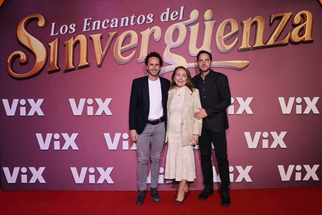 Los Encantos del Sinverguenza Red Carpet (L-R) Juan Jose Cardona, Nancy Molano and Manolo Cardona attend the red carpet for ˜Los Encantos del Sinverguenza™ tv series at Videocine. on April 22, 2026 in Mexico City, Mexico. (Photo by Yamak Perea Eyepix Group) Copyright: xYamakxPerea xEyepixxGroupx YP_22042026_181429