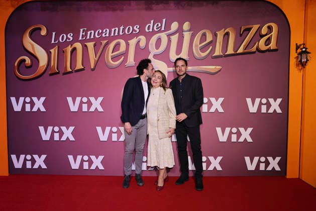 Los Encantos del Sinverguenza Red Carpet (L-R) Juan Jose Cardona, Nancy Molano and Manolo Cardona attend the red carpet for ˜Los Encantos del Sinverguenza™ tv series at Videocine. on April 22, 2026 in Mexico City, Mexico. (Photo by Yamak Perea Eyepix Group) Copyright: xYamakxPerea xEyepixxGroupx YP_22042026_181433