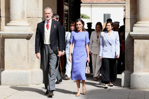 King Felipe, Queen Letizia, the Mayor of the municipality, Judith Piquet, and the President of the Community of Madrid, Isabel Díaz Ayuso, will present the Miguel de Cervantes 2025 Prize for Literature in the Spanish Language to the writer Gonzalo Celorio, on their arrival at the presentation of the Miguel de Cervantes 2025 Prize for Literature in the Spanish Language to the writer Gonzalo Celorio, on April 23, 2026, in Alcalá de Henares Madrid, Spain This recognition of a unique career, the Miguel de Cervantes Prize, awarded by the Ministry of Culture and endowed with 125,000 euros, 125,000, distinguishes Celorio this year for his exceptional literary and intellectual work, with which he has made a profound and sustained contribution to t Copyright: xÃngelxDiazxBrinasx 7464192
