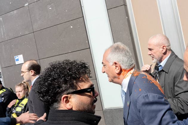 Angriff, Reza Pahlavi, Iran Berlin, Bundespressekonferenz, BPK, Reza Pahlavi, Iran Berlin Berlin GER *** Attack, Reza Pahlavi, Iran Berlin, Federal Press Conference, BPK, Reza Pahlavi, Iran Berlin GER