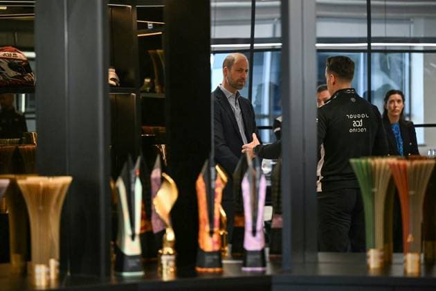 Prince William visits Jaguar TCS Racing The Prince of Wales visits the headquarters of British Formula E team, Jaguar TCS Racing, in Kidlington, Oxfordshire, UK, on the 23rd April 2026. Picture by Justin Tallis WPA-Pool Kidlington Jaguar TCS Racing Oxfordshire United Kingdom  WHA-0816