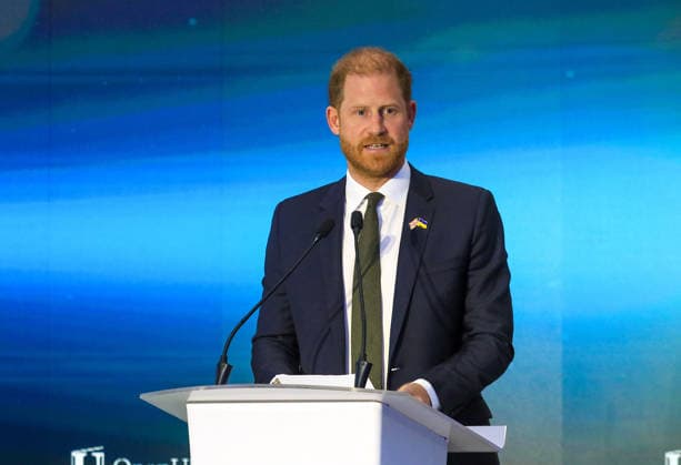 Prince Harry, the Duke of Sussex and founder of the Invictus Games Foundation, delivers a speech at the 18th Kyiv Security Forum in Kyiv, Ukraine, April 23, 2026. Themed Darkness or Dawn: Is Light Ahead? , the event brought together international leaders, senior security and defence officials, NATO representatives, diplomats, innovators, and public figures to discuss contemporary security challenges. Key topics included nuclear security, international solidarity with Ukraine, transatlantic unity, global defence and modern warfare technologies, anti-corruption efforts, countering disinformation, and the resilience of cities and energy infrastructure. (Photo by Volodymyr Tarasov Ukrinform) 18th Kyiv Security Forum kicks off in Ukrainian capi  Copyright: xTARASOVx