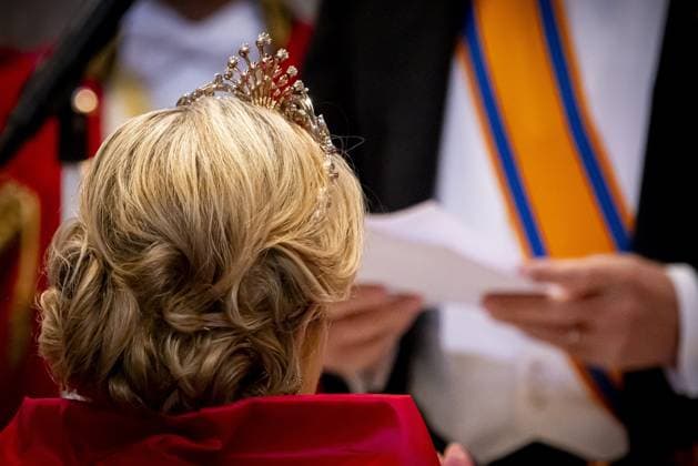 Amsterdam, The Netherlands, 2026-04-23 19:35:01 AMSTERDAM, 23-04-2026, Royal Palace on Dam Square. King Willem Alexander and Queen Maxima receive the Diplomatic Corps for a dinner at the Royal Palace on Dam Square. PHOTO: NLBeeld POOL Patrick van Katwijk Credit: NL Beeld Patrick van Emst  Copyright: xx x