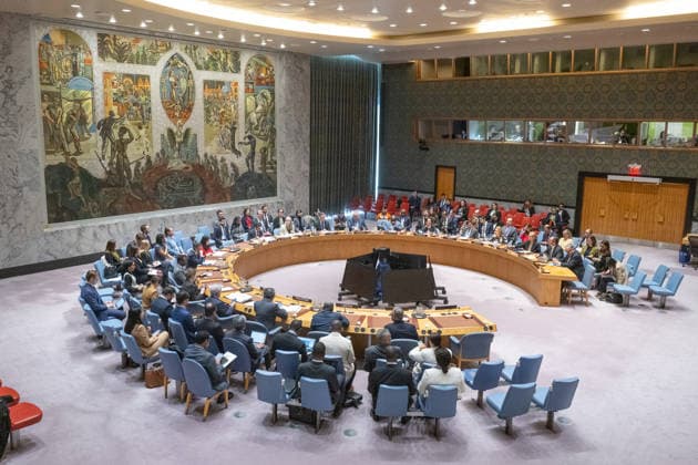 (260423) -- UNITED NATIONS, April 23, 2026 -- The Security Council holds a meeting on the situation in Haiti, at the UN headquarters in New York, April 23, 2026. Jack Christofides, special representative for the Gang Suppression Force (GSF) in Haiti, said Thursday that the force is in an early phase of establishment. ( UN Photo Handout via Xinhua) UN-SECURITY COUNCIL-HAITI-GANG SUPPRESSION FORCE-MEETING EskinderxDebebe 