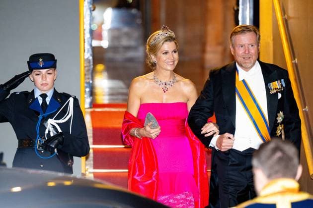 Royal Couple Offers Corps Diplomatic Dinner, Amsterdam - 23 Apr 2026 King Willem-Alexander and Queen Maxima at the Corps Diplomatique for a gala dinner at the Royal Palace Amsterdam. Amsterdam The Netherlands  Copyright: xMischaxSchoemakerx