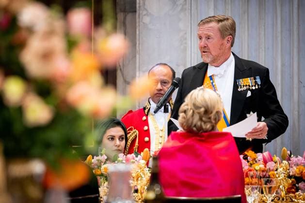 Royal Couple Offers Corps Diplomatic Dinner, Amsterdam - 23 Apr 2026 King Willem-Alexander and Queen Maxima at the Corps Diplomatique for a gala dinner at the Royal Palace Amsterdam. Amsterdam The Netherlands  Copyright: xMischaxSchoemakerx