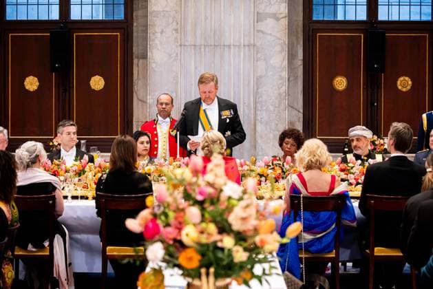Royal Couple Offers Corps Diplomatic Dinner, Amsterdam - 23 Apr 2026 King Willem-Alexander and Queen Maxima at the Corps Diplomatique for a gala dinner at the Royal Palace Amsterdam. Amsterdam The Netherlands  Copyright: xMischaxSchoemakerx