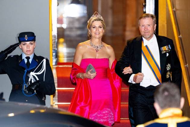 Royal Couple Offers Corps Diplomatic Dinner, Amsterdam - 23 Apr 2026 King Willem-Alexander and Queen Maxima at the Corps Diplomatique for a gala dinner at the Royal Palace Amsterdam. Amsterdam The Netherlands  Copyright: xMischaxSchoemakerx