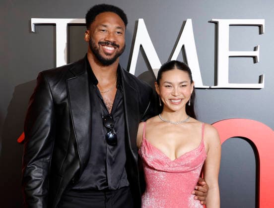 Olympic gold medalist snowboarder Chloe Kim and her boyfriend Cleveland Browns defensive end Myles Garrett arrive on the red carpet at the 2026 TIME 100 Gala at Frederick P. Rose Hall, Home of Jazz at Lincoln Center, in New York City on Thursday, April 23, 2026.  NYP20260423106 JOHNxANGELILLO