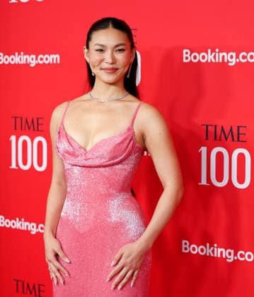 Chloe Kim arrives on the red carpet at the 2026 TIME 100 Gala at Frederick P. Rose Hall, Home of Jazz at Lincoln Center, in New York City on Thursday, April 23, 2025.  NYP20260423355 JOHNxANGELILLO