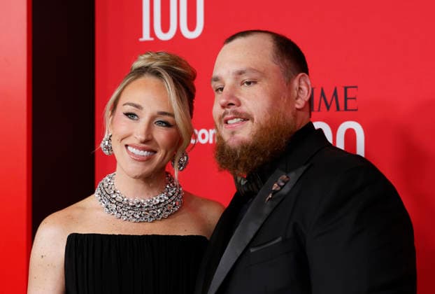 Luke Combs and Nicole Combs arrive on the red carpet at the 2026 TIME 100 Gala at Frederick P. Rose Hall, Home of Jazz at Lincoln Center, in New York City on Thursday, April 23, 2025.  NYP20260423363 JOHNxANGELILLO