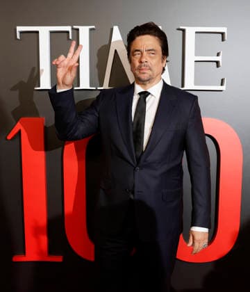 Benicio del Toro arrives on the red carpet at the 2026 TIME 100 Gala at Frederick P. Rose Hall, Home of Jazz at Lincoln Center, in New York City on Thursday, April 23, 2025.  NYP20260423381 JOHNxANGELILLO