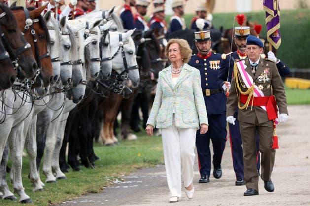 Queen Sofia presides over the ceremony of the solemn Swearing in of civilian personnel Queen Sofia during the ceremony of the solemn Swearing in of civilian personnel at the El Rey de la Guardia Real Barracks, on April 24, 2026, in Madrid Spain The oath or promise before the Flag of Spain is legally established in our legal system, It allows Spaniards who, without wishing to join the Armed Forces on a professional basis, may express their commitment to the defense of Spain, by taking the oath or pledge before the Spanish Flag, as a prerequisite for the acquisition of the status of professional military personnel.  Copyright: xÃngelxDiazxBrinasx 7467765