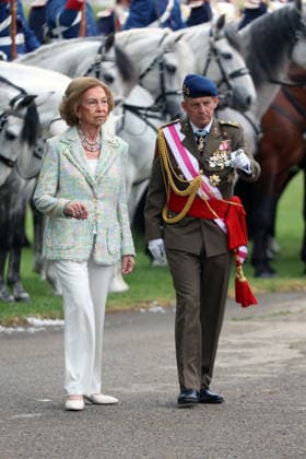 Queen Sofia presides over the ceremony of the solemn Swearing in of civilian personnel Queen Sofia during the ceremony of the solemn Swearing in of civilian personnel at the El Rey de la Guardia Real Barracks, on April 24, 2026, in Madrid Spain The oath or promise before the Flag of Spain is legally established in our legal system, It allows Spaniards who, without wishing to join the Armed Forces on a professional basis, may express their commitment to the defense of Spain, by taking the oath or pledge before the Spanish Flag, as a prerequisite for the acquisition of the status of professional military personnel.  Copyright: xÃngelxDiazxBrinasx 7467767