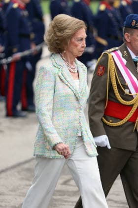 Queen Sofia presides over the ceremony of the solemn Swearing in of civilian personnel Queen Sofia during the ceremony of the solemn Swearing in of civilian personnel at the El Rey de la Guardia Real Barracks, on April 24, 2026, in Madrid Spain The oath or promise before the Flag of Spain is legally established in our legal system, It allows Spaniards who, without wishing to join the Armed Forces on a professional basis, may express their commitment to the defense of Spain, by taking the oath or pledge before the Spanish Flag, as a prerequisite for the acquisition of the status of professional military personnel.  Copyright: xÃngelxDiazxBrinasx 7467772