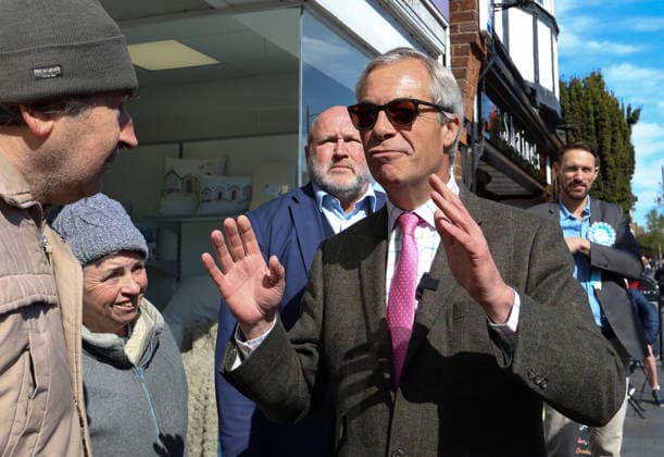 April 24, 2026, Frinton-On-Sea, Essex, UK: Frinton-On-Sea, UK. Reform UK leader Nigel Farage, meets local residents during a walkabout in Frinton-On-Sea, Essex, ahead of local government elections on the 7th May. Frinton-On-Sea UK  - ZUMAl94_ 20260424_zaf_l94_023 Copyright: xJacquelinexLawriex