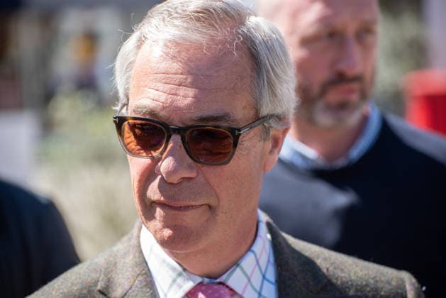 Nigel Farage walkabout in Braintree Village Braintree, UK, 24th April 2026 - Reform Party Leader, Nigel Farage walks around Braintree Village as he campaigns around Essex for the upcoming May 7th Local Council elections., Credit:Will Colebourne Avalon  Copyright: xWillxColebournex xAvalonx 1094046740