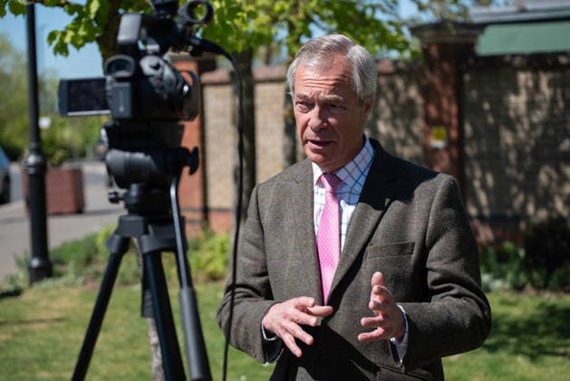 Nigel Farage walkabout in Braintree Village Braintree, UK, 24th April 2026 - Reform Party Leader, Nigel Farage walks around Braintree Village as he campaigns around Essex for the upcoming May 7th Local Council elections., Credit:Will Colebourne Avalon  Copyright: xWillxColebournex xAvalonx 1094046761