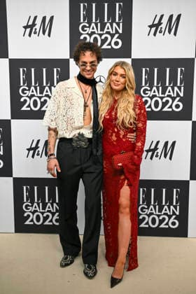 STOCKHOLM, SWEDEN 20260424 Kristofer Greczula and Kristina Keyyo Petrushina arrive at the Elle gala at the Grand Hotel on Friday STOCKHOLM SWEDEN x10080x  Copyright: xFredrikxSandberg TTx ELLE GALAN 2026 MnHnIsHv_rw