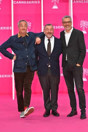 Pink Carpet - The 9th Canneseries International Festival - Day 2. FC CANNES, FRANCE - APRIL 24 Managing Director of Canneseries, Benoit Louvet, Gérald-Brice Viret and Laetitia Recayte attends Day Two of the 9th Canneseries International Festival on April 24, 2026 in Cannes, France. Photo by Franck Castel ABACAPRESS.COM Cannes France  Copyright: xCastelxFranck ABACAx