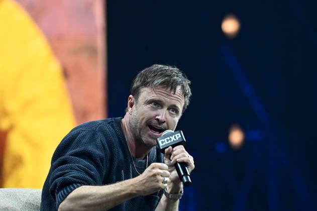 April 24, 2026, Mexico City, Ciudad de Mexico, Mexico: Aaron Paul speaks during a conference as part of pop culture festival CCXP Comic Con Experience at Centro Banamex on April 24, 2026 in Mexico City, Mexico. Mexico City Mexico - ZUMAe321 20260424_zea_e321_118 Copyright: xCarlosxTischlerx