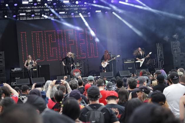 RECORD DATE NOT STATED Lucifer performs on stage at Bangers Open Air in Sao Paulo. Sao Paulo (SP), 04 25 2026 - Bangers Open Air Music SP - Lucifer performs during the first day of the Bangers Open Air festival this Saturday, the 25th, at the Memorial da America Latina in Sao Paulo. This is the biggest metal festival in Brazil, featuring big names in heavy rock from the national and international scene.(Foto: Fabricio Bomjardim Thenews2 imago images) Lucifer performs on stage at Bangers Open Air in Sao Paulo.  Copyright: xFabricioxBomjardimx