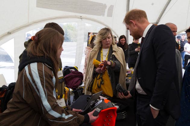 The Duke of Sussex At Invictus Games Ukraine Forum - Kyiv Prince Harry, The Duke of Sussex, and StratCom Ukraine founder and Deputy Chairman of the Board of the Centre for Defence Strategies Alina Frolova (R to L) visit the exhibition area of the TYTANOVI Rehabilitation Centre in the mobile town during the Invictus Games Ukraine Forum, dedicated to the 10th anniversary of the Invictus Games movement in Ukraine, at the National Museum of the History of Ukraine in WWII Memorial Complex, Kyiv, Ukraine, April 24, 2026. Ukraine has participated in the Invictus Games since 2017, showing strong results and steady team growth. The Ukrainian team competes in athletics, archery, rowing, and swimming, earning numerous medals and prize placements. Phot Copyright: xUkrinform ABACAx