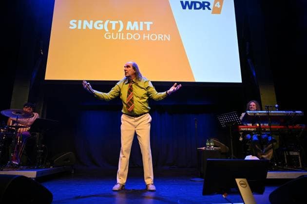 Guildo Horn is in town and sings two sold-out evenings with the Esseners in the Weststadthalle FOR EDITORIAL PURPOSES ONLY p Guildo Horn and the Orthopädische Strümpfe perform on Saturday, April 25, 2026 in the Weststadthalle in Essen Germany NRW Essen Copyright VladimirxWegener Copyright: VladimirxWegener doc85kxl8l9oqrgv9j882c ,EDITORIAL USE ONLY Copyright: VladimirxWegener