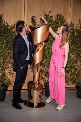 ABB FILM AWARD EVENING Martin Heisler and Katharina Bergfeld as guests at the nominees evening for the GERMAN FILM AWARD 2026 at the State Representation of North Rhine-Westphalia on 25 April 2026 in Berlin Berlin Germany