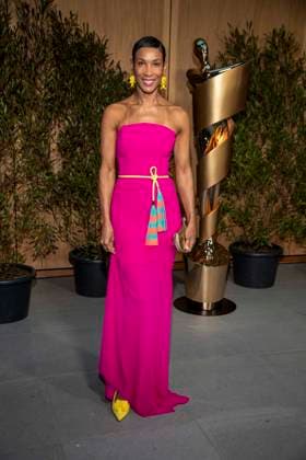 ABB FILMPREISABEND Annabelle Mandeng red dress as a guest at the nominees evening for the GERMAN FILM AWARD 2026 at the State Representation of North Rhine-Westphalia on April 25, 2026 in Berlin Berlin Germany