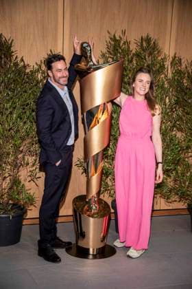 ABB FILM AWARD EVENING Martin Heisler and Katharina Bergfeld as guests at the nominees evening for the GERMAN FILM AWARD 2026 at the State Representation of North Rhine-Westphalia on 25 April 2026 in Berlin Berlin Germany