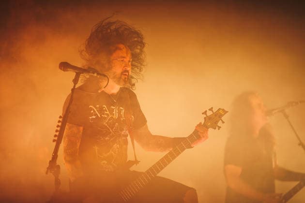 Kreator live in Copenhagen, Denmark Copenhagen, Denmark. 25th, April 2026. The German thrash metal band Kreator performs a live concert at Poolen in Copenhagen. Here bass player Frederic Leclercq is seen live on stage. Denmark, Copenhagen  Copyright: xGonzalesxPhoto ChristianxHjorthx