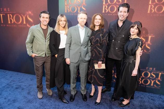 April 26, 2026, Bronx, New York, USA: Rob McElhenney, Kaitlin Olson, David Hornsby, Emily Deschanel, Jonathan Scott, Zooey Deschanel attend Lost Boys opening night on Broadway at Palace Theatre in New York, NY on April 26, 2026. Bronx USA - ZUMAr339 20260426_znp_r339_112 Copyright: xLevxRadinx