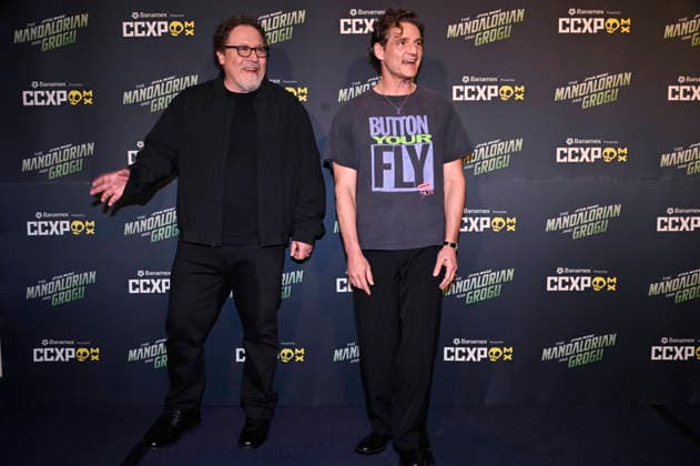 The Mandalorian and Grogu Photocall - CCXP Director Jon Favreau and actor Pedro Pascal pose for photos during The Mandalorian and Grogu photocall as part of the pop culture festival CCXP Comic Con Experience at Centro Banamex on April 26, 2026 in Mexico City, Mexico. (Photo by Carlos Tischler Eyepix Group) Copyright: xCarlosxTischler xEyepixxGroupx CT_26042026_182513