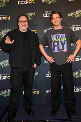 The Mandalorian and Grogu Photocall - CCXP Director Jon Favreau and actor Pedro Pascal pose for photos during The Mandalorian and Grogu photocall as part of the pop culture festival CCXP Comic Con Experience at Centro Banamex on April 26, 2026 in Mexico City, Mexico. (Photo by Carlos Tischler Eyepix Group) Copyright: xCarlosxTischler xEyepixxGroupx CT_26042026_182507