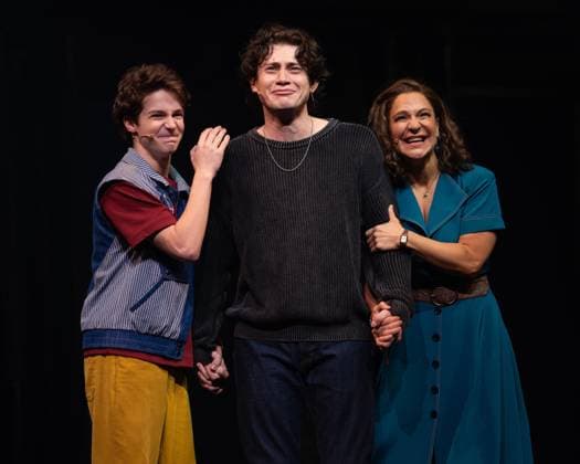 Benjamin Pajak, LJ Benet, Shoshana Bean on stage for THE LOST BOYS Opening Night Curtain Call on Broadway, Palace Theatre, New York, NY, April 26, 2026. Photo By: Simon Lindenblatt Everett Collection THE LOST BOYS Opening Night Curtain Call on Broadway 